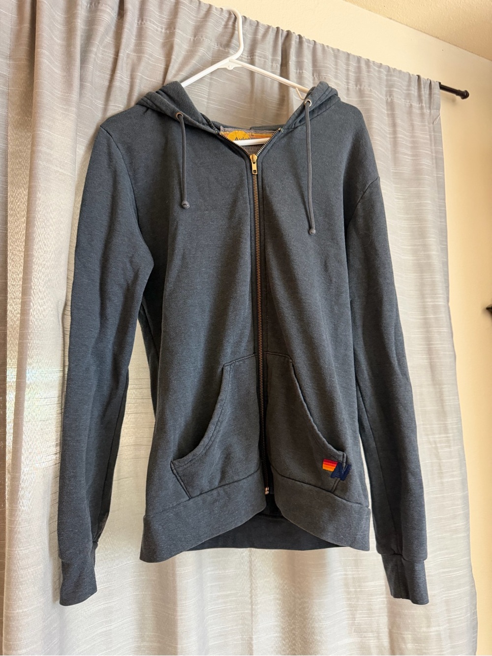 Aviator Nation Charcoal Hoodie with Gold Lightening Bolt